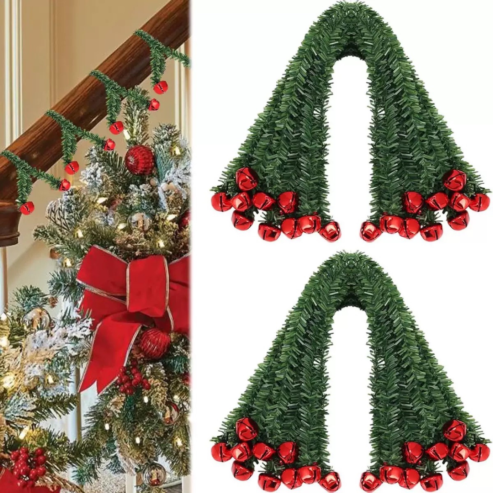 Christmas bell garland for stair decoration