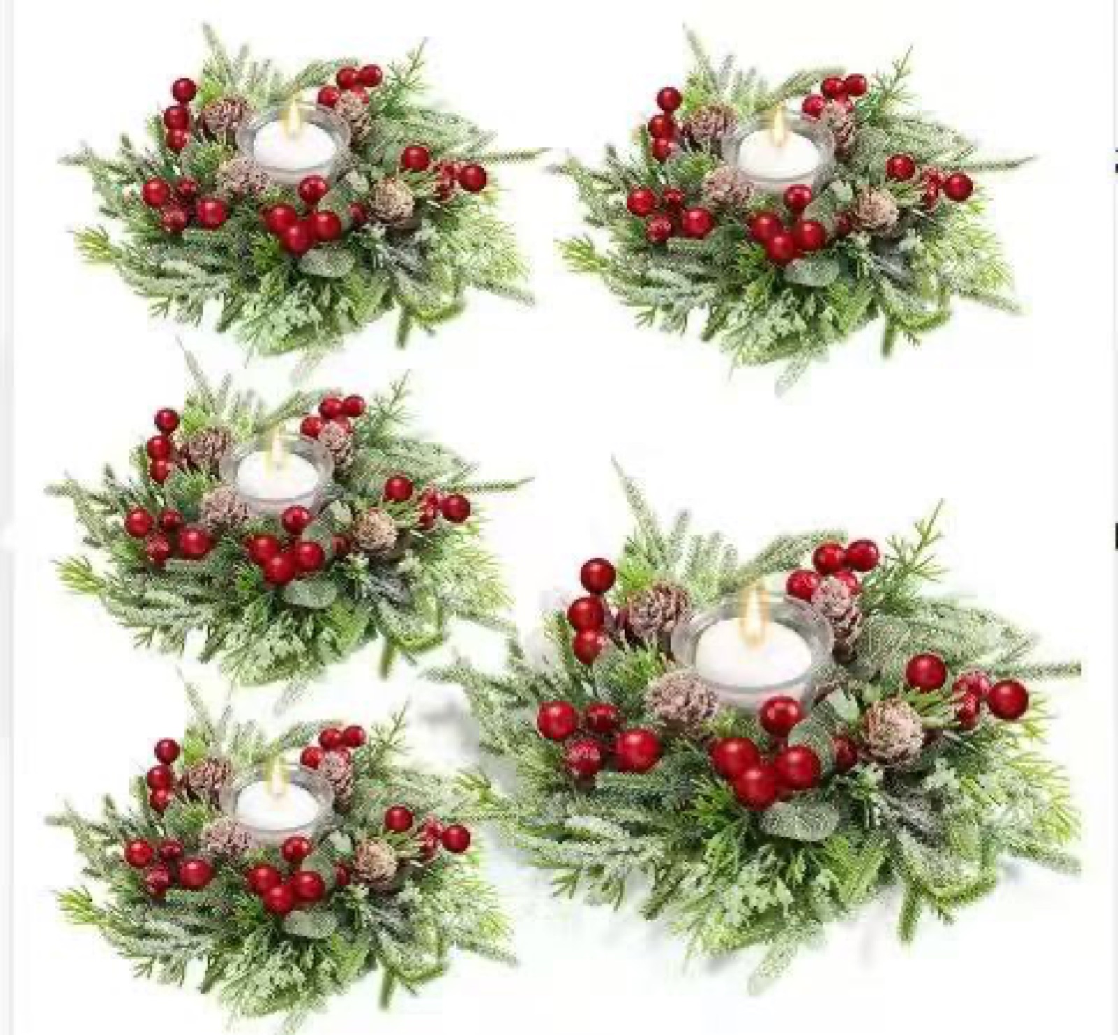 Christmas candle ring centerpiece set