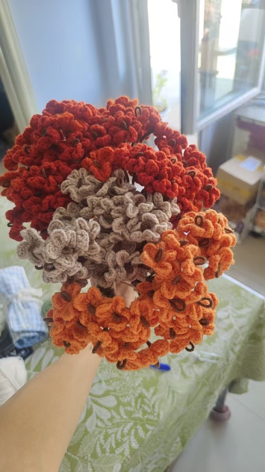Crochet flower bouquet in autumn colors